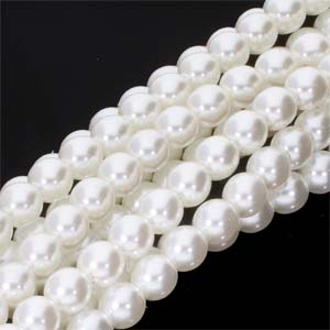 White Czech Glass Beads 10MM ROUND GLASS PEARLS WHITE (50 Pieces)