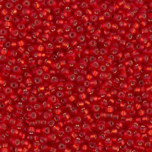 11-10F: Matte Silverlined Flame Red Miyuki Seed Bead (1 tube)