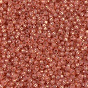 11-553: Dyed Dark Peach Silverlined Alabaster Miyuki Seed Bead (1 tube)