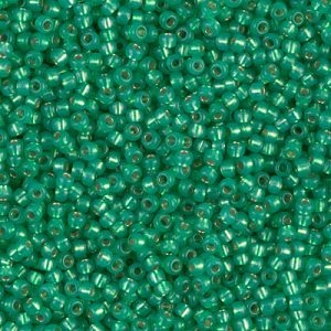 11-646: Dyed Dark Mint Green Silverlined Alabaster Miyuki Seed Bead (1 tube)