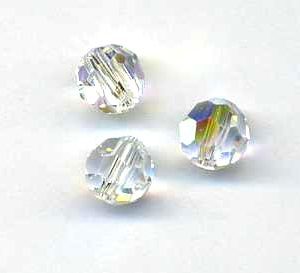 Round Beads 6mm Crystal AB (5 Per Pack)