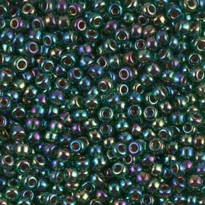 8-344: Lined Green AB Miyuki Seed Bead