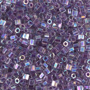 8C-274: 8/0 Cut Amethyst Lined Crystal AB Miyuki Seed Bead