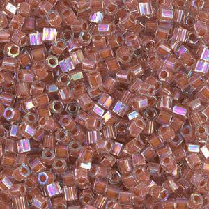 8C-275: 8/0 Cut Dark Peach Lined Crystal AB Miyuki Seed Bead