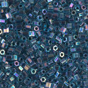 8C-339: 8/0 Cut Blue Lined Aqua AB Miyuki Seed Bead