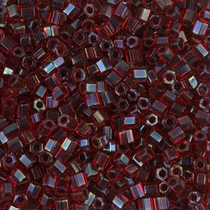 8C-367 8/0 Cut Garnet Lined Ruby AB Miyuki Seed Bead
