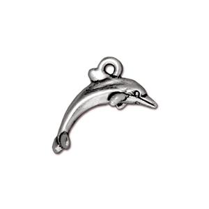 Dolphin Drop Charm 19mm Silver Plated (1 Piece)