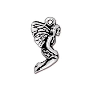 Fairy Sitting Drop Charm 20mm Silver Plated (1 Piece)