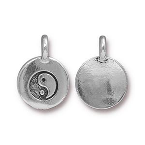 Yin Yang Drop Charm 16mm Silver Plated (1 Piece)