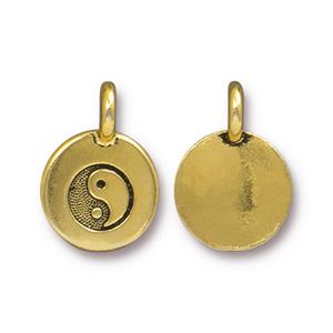 Yin Yang Drop Charm 16mm Gold Plated (1 Piece)