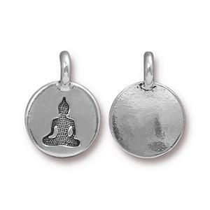 Sitting Buddha Drop Charm 16mm Silver Plated (1 Piece)