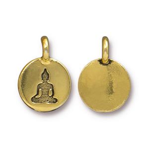 Sitting Buddha Drop Charm 16mm Gold Plated (1 Piece)