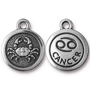 Zodiac Drop Charm 18mm Silver Plated - Cancer (1 piece)