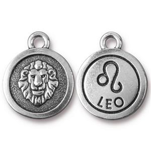 Zodiac Drop Charm 18mm Silver Plated - Leo (1 piece)