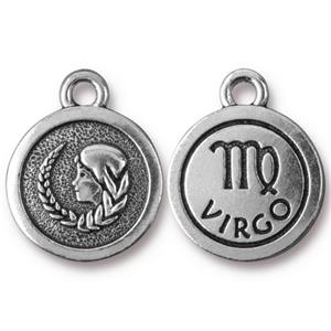 Zodiac Drop Charm 18mm Silver Plated - Virgo (1 piece)