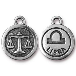 Zodiac Drop Charm 18mm Silver Plated - Libra (1 piece)