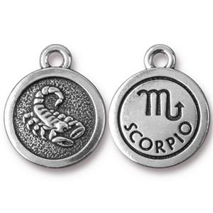Zodiac Drop Charm 18mm Silver Plated - Scorpio (1 piece)