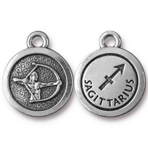 Zodiac Drop Charm 18mm Silver Plated - Sagittarius (1 piece)