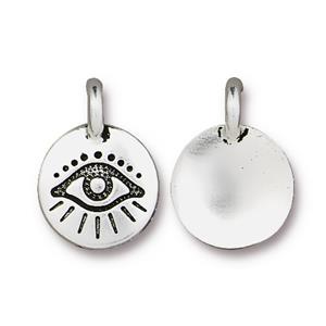 Evil Eye Drop Charm 17mm Silver Plated (1 Piece)