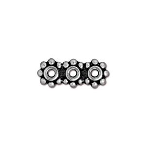 Spacer Bar 3 Hole Heishi 6x16mm Silver Coated (1 per pack)