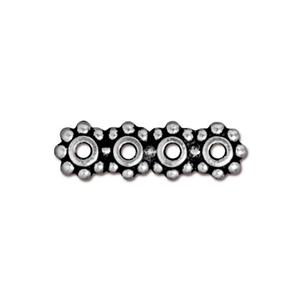 Spacer Bar 4 Hole Heishi 6x20mm Silver Coated (1 per pack)
