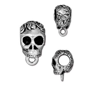 Skull Pendant Bail 17mm Silver Plated (1 Piece)