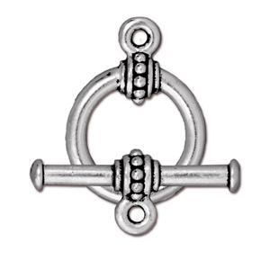 Toggle Clasp Beaded Large Silver 22mm (1 set)