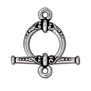Toggle Clasp Heirloom 1 strand Large Silver 20mm (1 set)
