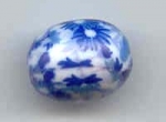 Acrylic Flower Bead Oval Blue and White 22mm (1 piece)