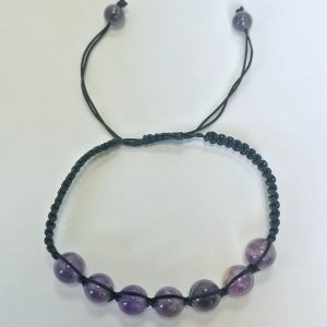 B9. Amethyst 8mm Adjustable Black Cord Bracelet (1 piece)