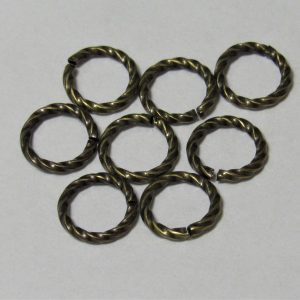 Antique Brass Plated Jump Rings Twisted 8mm (20 per pack)