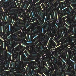 BGL1-453: 3mm Miyuki Bugle Bead Metallic Forest Green Iris