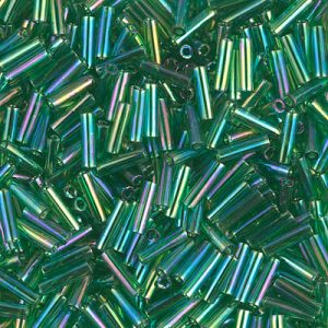 BGL2-179 6mm Miyuki Bugle Bead Tr Green AB