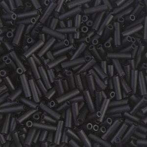 BGL2-401F: 6mm Miyuki Bugle Bead Matte Black