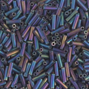 BGL2-401FR: 6mm Miyuki Bugle Bead Matte Black AB