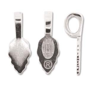 Bail Glue On Leaf Medium 21mm Silver Plated (x1 piece)
