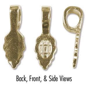 Bail Glue On Leaf Large 25mm Gold Plated (x1 piece)