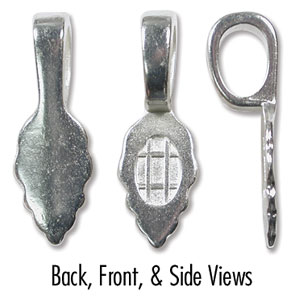 Bail Glue On Leaf Large 25mm Silver Plated (x1 piece)