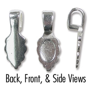 Bail Glue On Leaf Small 16mm Silver Plated (x1 piece)