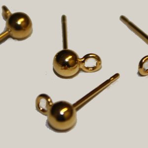 Ball and Loop Earring Finding Gold Plated (6 Per Pack)