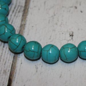 Blue Howlite 10mm Round Beads 16 Inch Strand