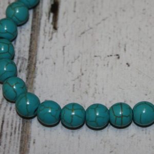 Blue Howlite 8mm Round Beads 16 Inch Strand
