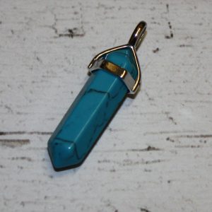 I2. Blue Howlite Point Pendant 40mm Silver Plated