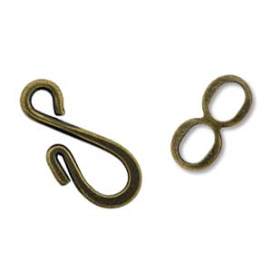 Hook and Eye Clasp Antique Brass Plated (1 set)