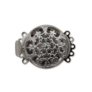 Push Pull Clasp Five Strand Filigree Round 22mm Black Oxide Plated (1 set)