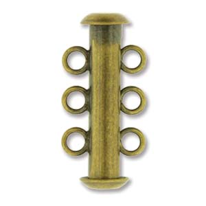 Triple Strand Clasp 21mm Antique Brass Plate (1 set)