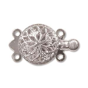 Push Pull Clasp Two Strand Round 11mm Silver Plated (1 set)