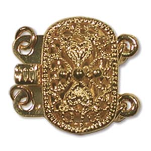 Push Pull Clasp Two Strand 9x14mm Gold Plated (1 set)