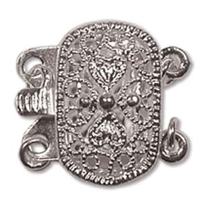 Push Pull Clasp Two Strand 9x14mm Silver Plated (1 set)