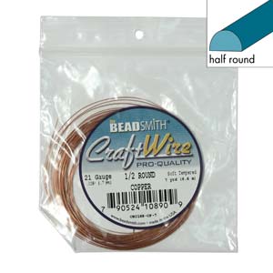 1k. Copper Half Round Wire .7mm/21 Gauge